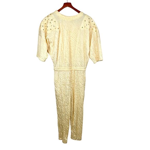 Vintage 80s Hi Tech By Dina Womens Jumpsuit Sz S Rhinestone Quilted Romper - Picture 6 of 13